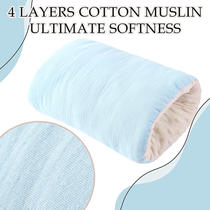 Baby Feeding Arm Pillow Breastfeeding Bottle Nursing Cozy Cradle Pillow for Newborn Soft Double Sided Muslin Cotton Head Support Comfortable Feeding for Mom(Blue,Simple)