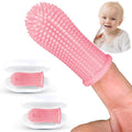 Baby Toothbrush, 360 Degree Bristle Silicone Finger Toothbrush 6 to 12 Months, and Toddler Toothbrushes 1-2, Set of 2 – Pink