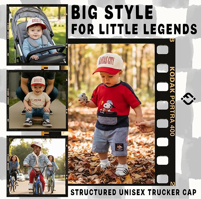Funky Junque Premium Kids Trucker Hat Vintage Snapback Baseball Cap - Toddler Designs, Infant Sizes