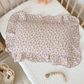 BuLuTu Purple Floral Muslin Cotton Toddler Pillowcases with Ruffles, 1 pc, 14"x20", Oeko-TEX Certified Gauze Muslin Pillow Cover for Girls Boys Crib Size Pillow Cases for All Seasons