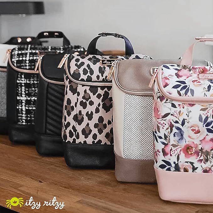 Itzy Ritzy Insulated Bottle Bag – Keeps Bottles Warm or Cool - Holds 3 Bottles and Features Interior Pocket for Ice Pack (Not Included), Grayson