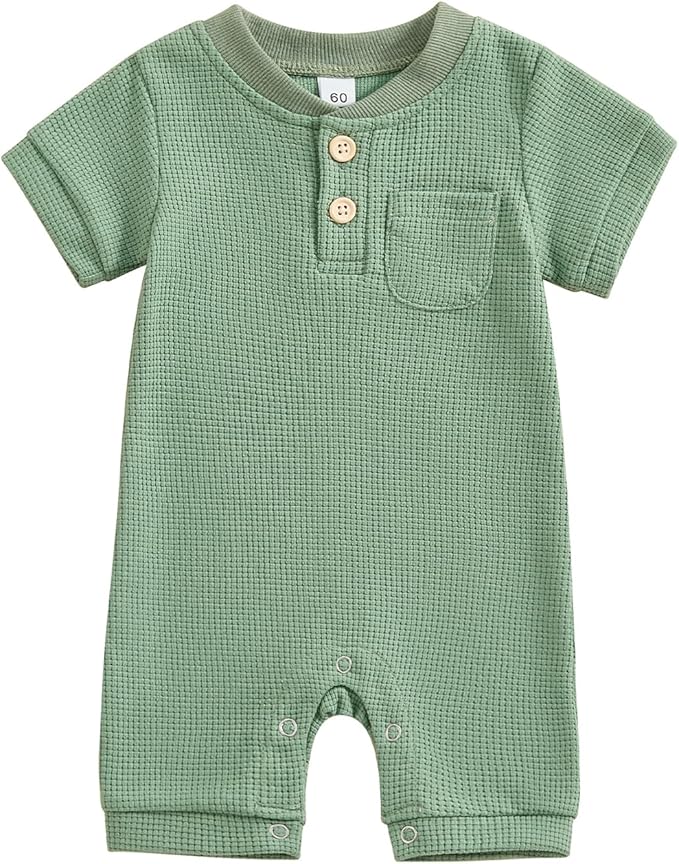 Kuriozud Newborn Infant Unisex Baby Boy Girl Clothes Button Romper Jumpsuit Basic One Piece Outfits