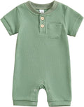 Kuriozud Newborn Infant Unisex Baby Boy Girl Clothes Button Romper Jumpsuit Basic One Piece Outfits