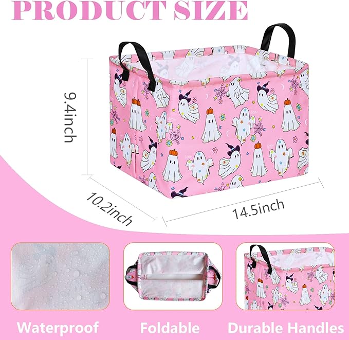 Ghost Happy Halloween Kids Gift Shelf Storage Basket Organizer Box Clothes Laundry Hamper Toys Nursery Basket Baby Laundry Basket with Handles