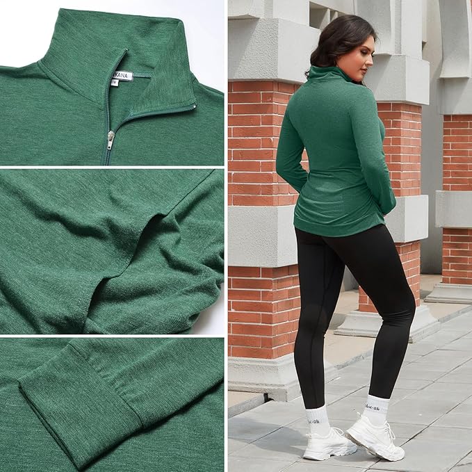 GINKANA Maternity Women's Long Sleeve Shirt Half Zipper Lapel Lightweight Casual Maternity Pullover with Pockets