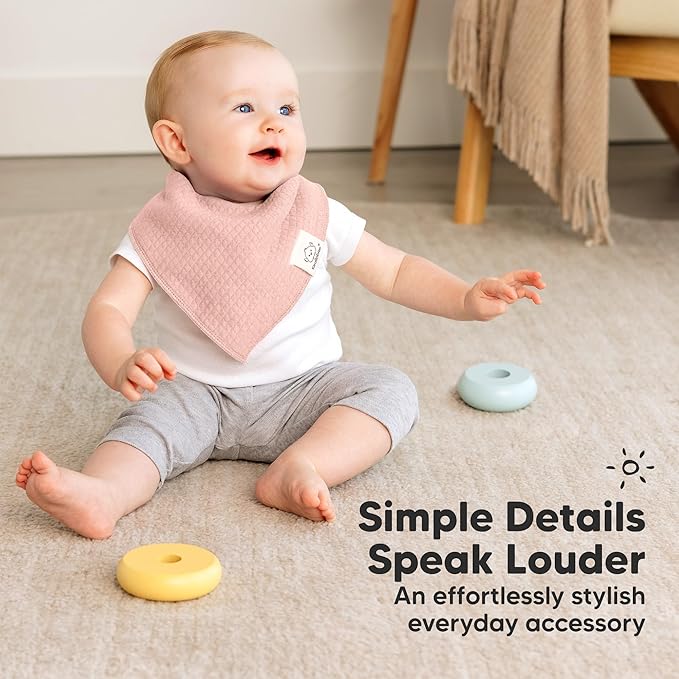 KeaBabies 8-Pack Bandana Bibs for Baby Girls, Boys - Organic Cotton Baby Bibs for Drooling & Teething Newborn, Toddler, Infant 0-36 months, Extra Soft, Absorbent Cloth with Snaps (Dawn/Quin)