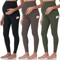 POSHDIVAH 3 Pack Women's Maternity Workout Leggings Over The Belly Pregnancy Yoga Pants with Pockets