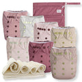 Nora's Nursery Cloth Diapers 7 Pack with 7 Inserts & 1 Wet Bag - Waterproof Cover, Washable, Reusable & One Size Adjustable Pocket Diapers for Newborns and Toddlers - Ballet Slippers