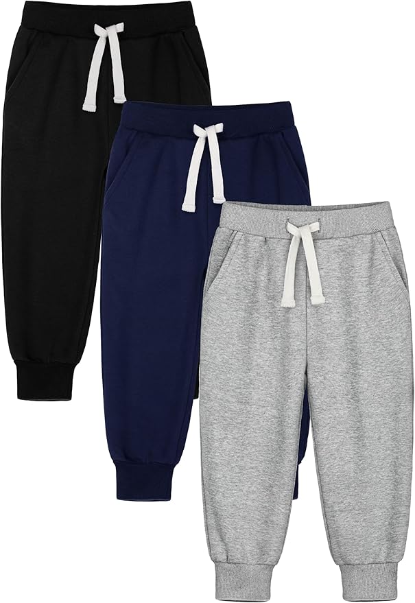 HXP 3 Pack Toddler Sweatpants Cotton Toddler Boys Girls Unisex Sweatpants Pants with Pocket Drawstring