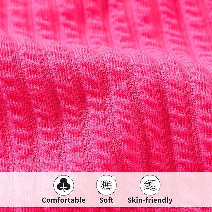 HAPPYMA Baby Swimsuit Toddler Girl Bathing Suit Summer Solid Color Bikini Set Beach Two Piece Swim Wear