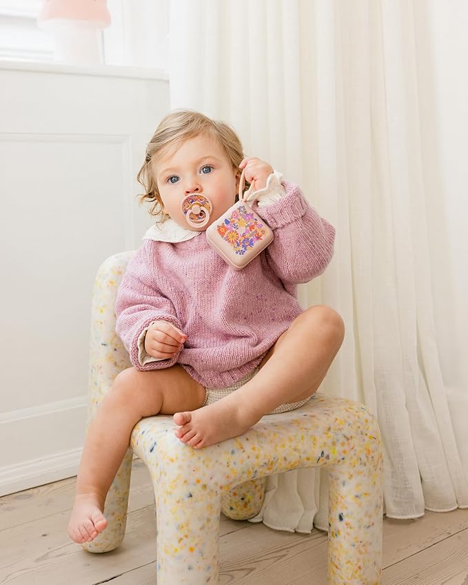 BIBS Colour Liberty Soother 2-Pack, BPA Free Dummy Pacifier, Round Nipple. Natural Rubber Latex, Made in Denmark, Size 2 (6-18 Months), Strawberries and Cream Pale Butter Mix