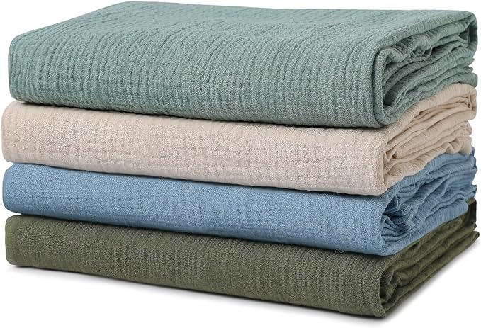 GLLQUEN BABY Muslin Swaddle Blankets for Boys and Girls, 4-Pack Baby Blankets for Girl Boy, Newborn Receiving Blanket, Baby Swaddle Blanket Unisex, Baby Essentials, Registry & Gift, 40 x 38 inches