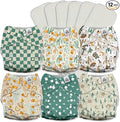 Mama Koala 3.0 Pocket Cloth Diapers for Babies with AWJ Lining, 6 Pack with 6 5-Layer Natural Cloth Diaper Inserts - Reusable and Washable Pocket Diapers(A-Desert Oasis)