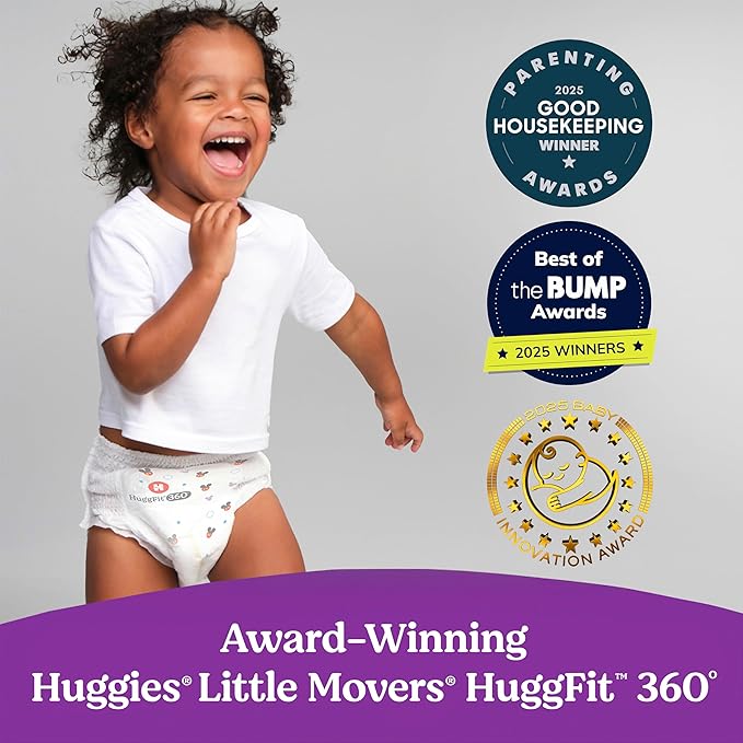 Huggies Size 3 Baby Diapers, Little Movers HuggFit 360° Baby Diapers with 360° Waistband, Size 3 (16-28 lbs), 76 Count, Packaging May Vary