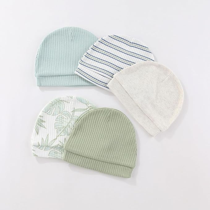 Fashion Baby Boy Girl Clothing Set Cotton Soft 3-Piece Long Sleeve Button Rompers 5-Pack Hats&Gloves Infant Clothes