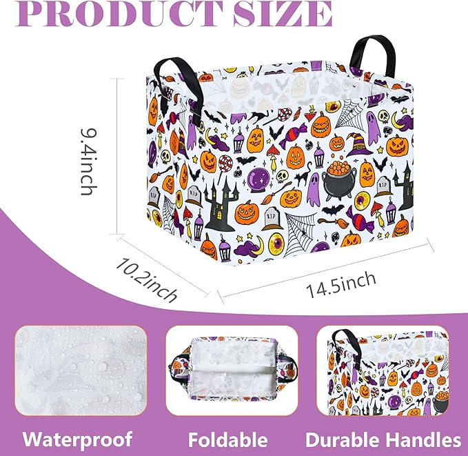 Ghost Happy Halloween Kids Gift Shelf Storage Basket Organizer Box Clothes Laundry Hamper Toys Nursery Basket Baby Laundry Basket with Handles