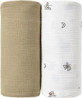 JELLYMONI Muslin Swaddle Blankets for Unisex, 2 Pack Newborn Receiving Blanket, Large 47 x 47 inches Soft Breathable Muslin Baby Blanket for Newborn Boys & Girl