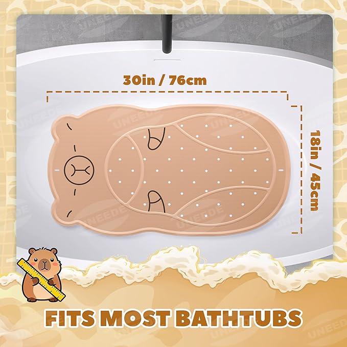 UNEEDE Kids Bathtub Mat Non Slip Shower Mat for Toddlers, Washable Anti Slip Tub Surface, Soft Rubber Mat for Bathtub Shower, Waterproof Bathtub Essentials for Children