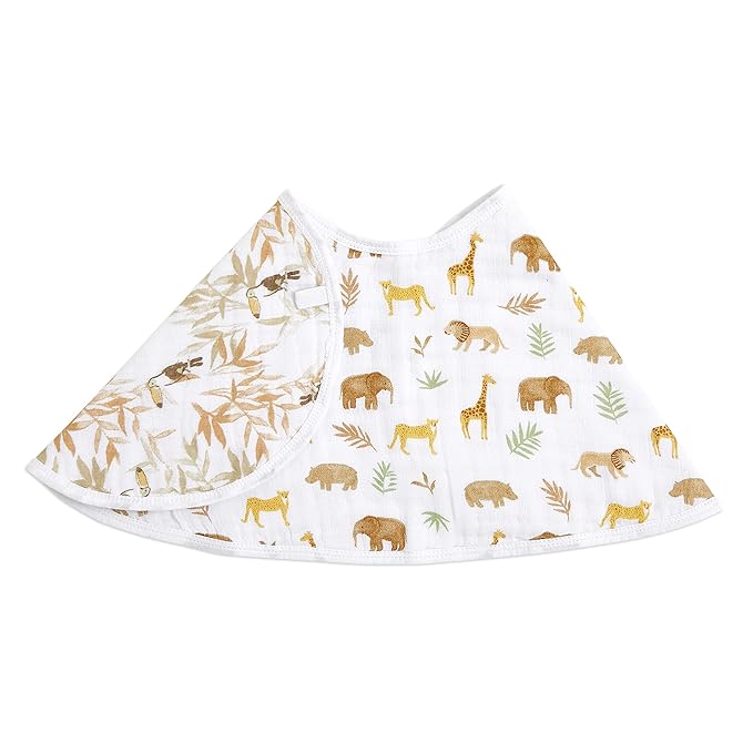 aden + anais Essentials Burpy Bib, 100% Cotton Muslin, Soft Absorbent 4 Layers, Multi-Use Burp Cloth and Bib, 22.5" X 11", Single, Tanzania