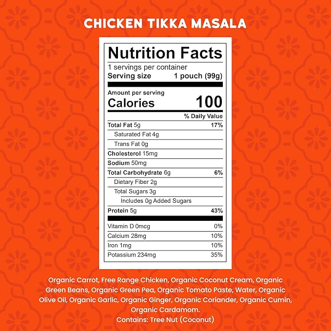 Serenity Kids 6+ Months Toddler Food Pouches - 3.5 oz, Pack of 6-5g Protein & Baby Food Protein Pouches - Chicken Tikka Masala & Chicken Puree - Quick Toddler Meals & Baby Snacks