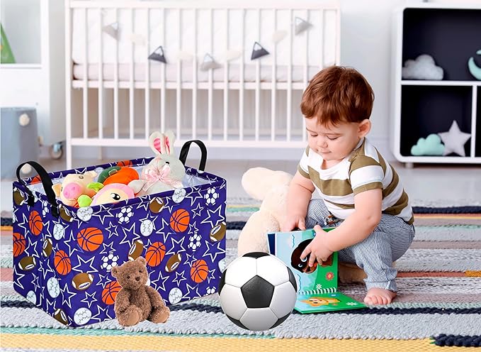 Rectangle Balls Pattern Kids Gift Storage Shelf Organizer Box Clothes Laundry Hamper Toys Nursery Baby Laundry Basket with Handles