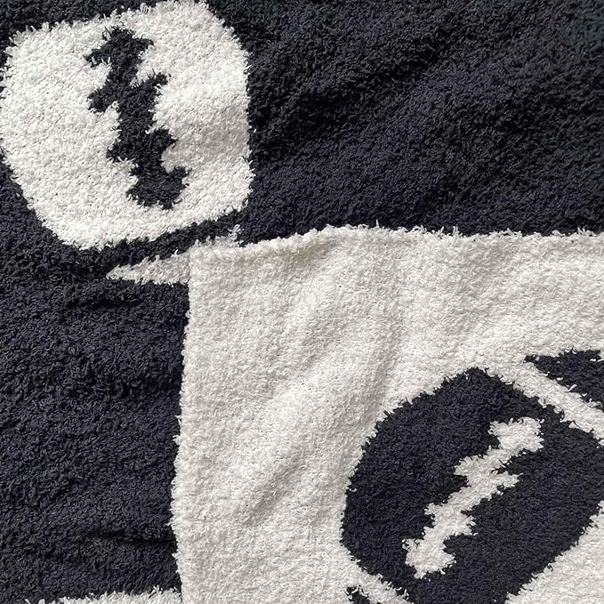 Cozy Football Pattern Blanket Perfect Lightweight Bedding for Adults, Soft, Warm, and Plush Rugby Sports Blanket Great for Bed Sofa (Rugby-Black, 50"x60")