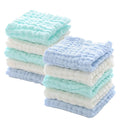 MUKIN Muslin Washcloths - Soft Face Cloths for Newborn, Absorbent Bath Face Towels, Wipes, Burp Cloths, Baby Registry as Shower. Pack of 10 (Green,Blue,White)