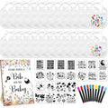 Newwiee 55 Pcs White Bibs for Baby Decorating Design a Bib Decorate Plain newborns Bibs Wooden Sign for Baby Shower Games Kit