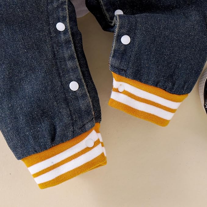 Baby Boy Clothes Fall Winter Outfits Long Sleeve Striped Romper Cute Cartoon Jeans Overalls Pants Set 0-18 Months