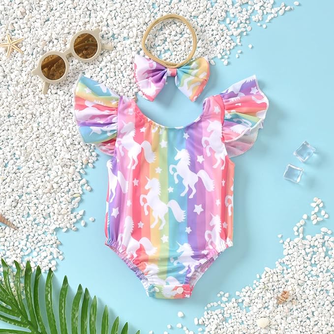 Toddler Girl Baby Ruffles Mermaid Fish Scale Swimsuit One Piece Swimwear Bathing Sunsuit