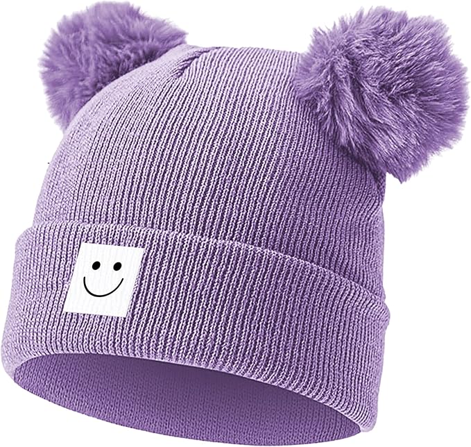 AZJ Baby Beanie Hat Toddler Infant Winter Knitted Hat Kids Soft Warm Pom Pom Beanie Cap for Boys Girls