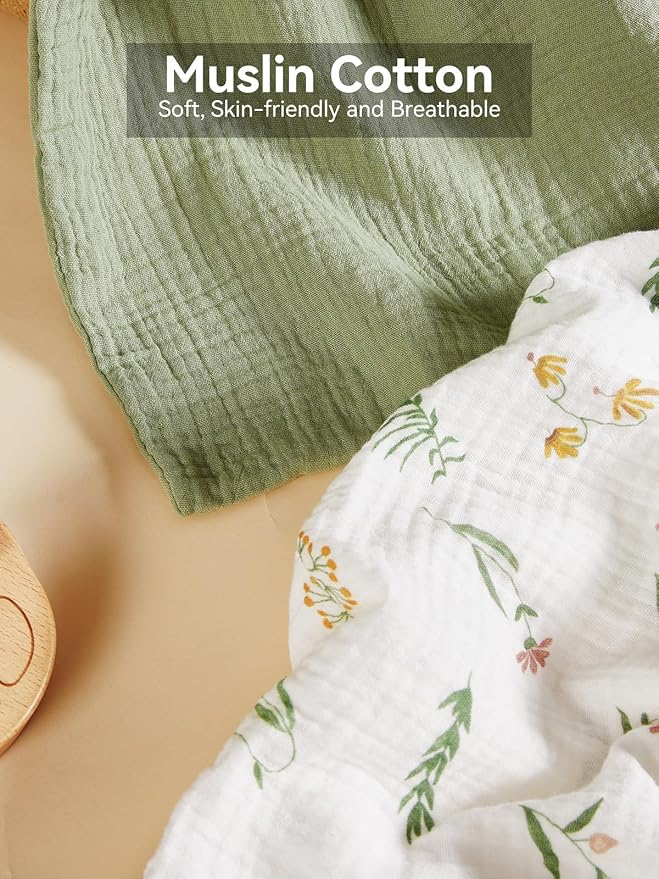 TILLYOU Muslin Toddler Pillowcase 2 Pack, 13x18 Soft Travel Cotton Pillow Case Kids for Boys and Girls, Daisy