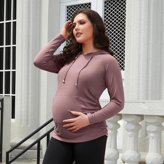 GINKANA Maternity Hoodie Long Sleeves Shirts Casual Maternity Top Pregnancy Sweatshirt Casual Clothes