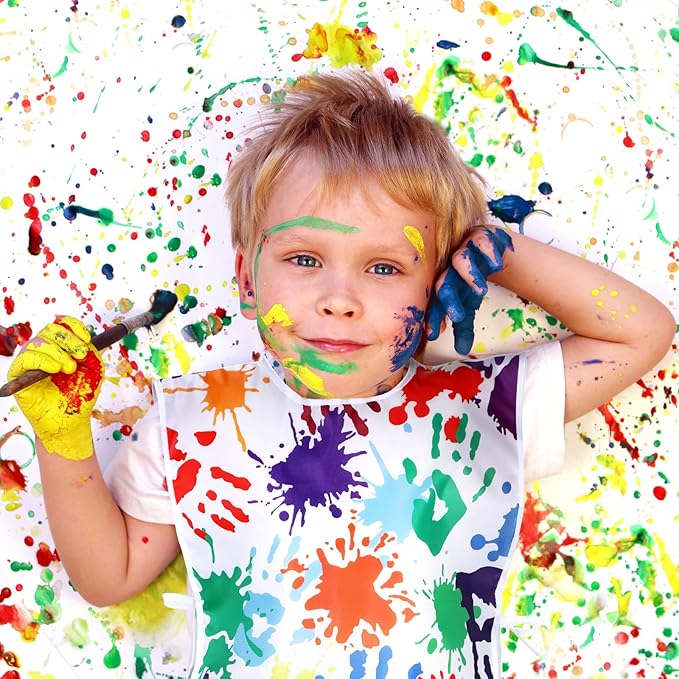 SATINIOR 2 Pieces Kids Art Smock Toddler Apron Waterproof Painting Artist Apron Sleeveless with 3 Pocket for Age 3-10 Years