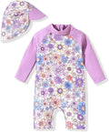 Aalizzwell Baby Girls Long Sleeve One Piece Bathing Suit with Hat