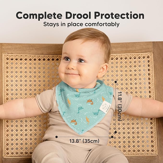 10-Pack Organic Baby Bandana Bibs for Girls - Super Absorbent Triangle Baby Bibs for Drooling and Teething Infant, 100% Cotton Extra Soft for Newborn, Infant 0-36 Months (Mesozoic)