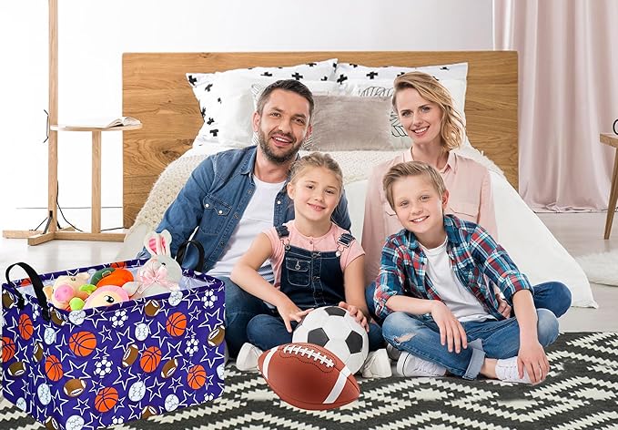 Rectangle Balls Pattern Kids Gift Storage Shelf Organizer Box Clothes Laundry Hamper Toys Nursery Baby Laundry Basket with Handles