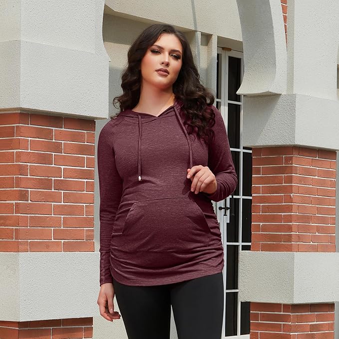 GINKANA Maternity Hoodie Long Sleeves Shirts Casual Maternity Top Pregnancy Sweatshirt Casual Clothes
