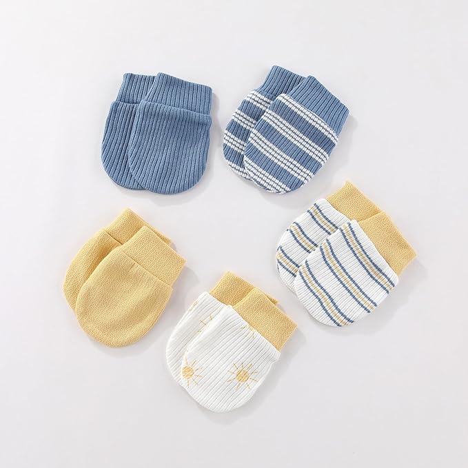 Fashion Baby Boy Girl Clothing Set Cotton Soft 3-Piece Long Sleeve Button Rompers 5-Pack Hats&Gloves Infant Clothes