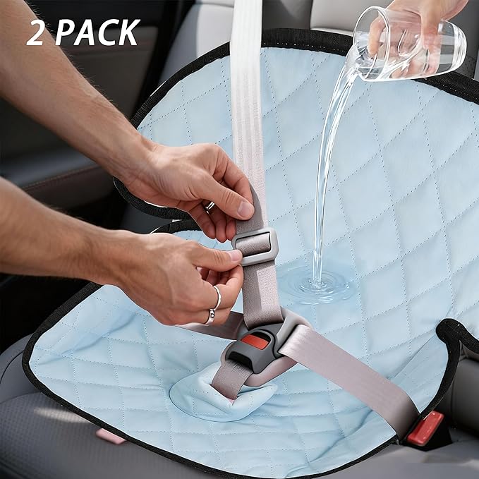 MOOB Waterproof Car Seat Protector - 2 Pack Premium Carseat Liner for Babies & Toddlers, Machine Washable & Quick-Dry, Anti-Slip Backing, Potty Training Pad for Infant Car Seat & Stroller (Blue)
