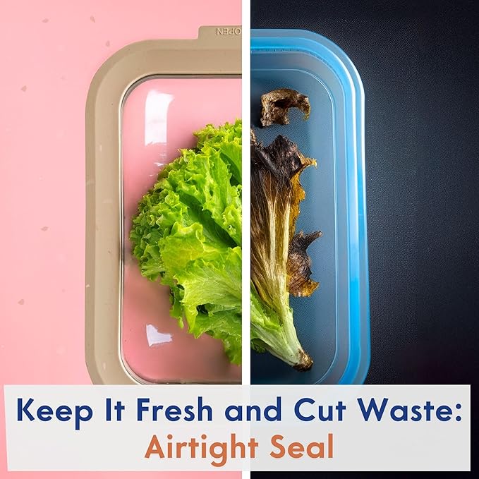 Non-Toxic 35 Oz (4.4 Cup) Glass Storage Containers with Lids – Plastic Free Meal Prep Containers for Lunch, Airtight Food Storage, Microwave and Freezer Safe, 4 Pack - Ziruma