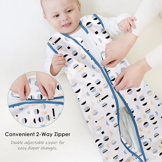 Cute Castle Baby Sleep Sack 12-18 Months - Lightweight 100% Cotton 2-Way Zipper TOG 0.5 Infant Wearable Blanket, Newborn Essentials Toddler Sleep Clothes (3 Pack Blue)