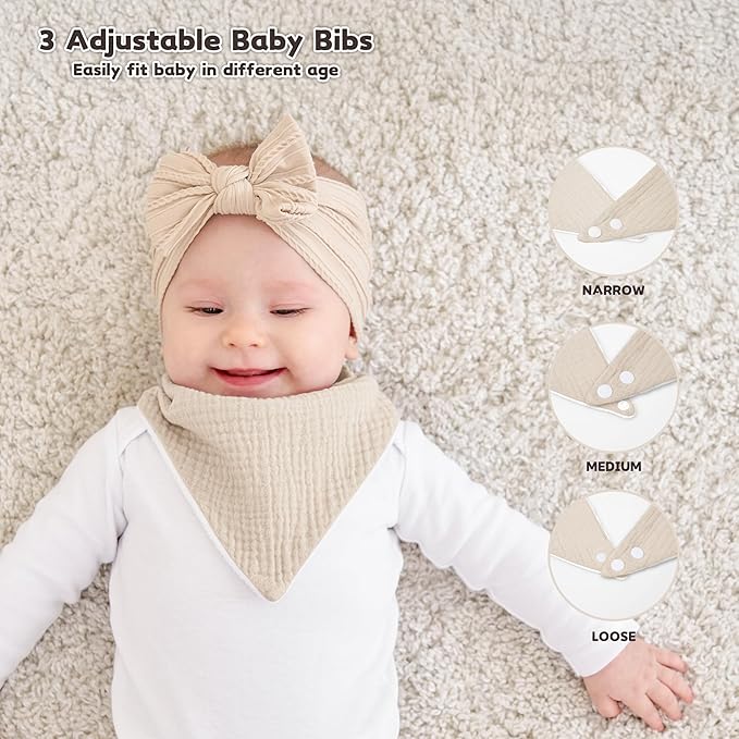 Susurration Muslin Baby Bibs 10Pack Baby Bandana Drool Bibs Soft Adjustable Newborn Bibs for Unisex Baby Girls & Boys (Pinkpurple)