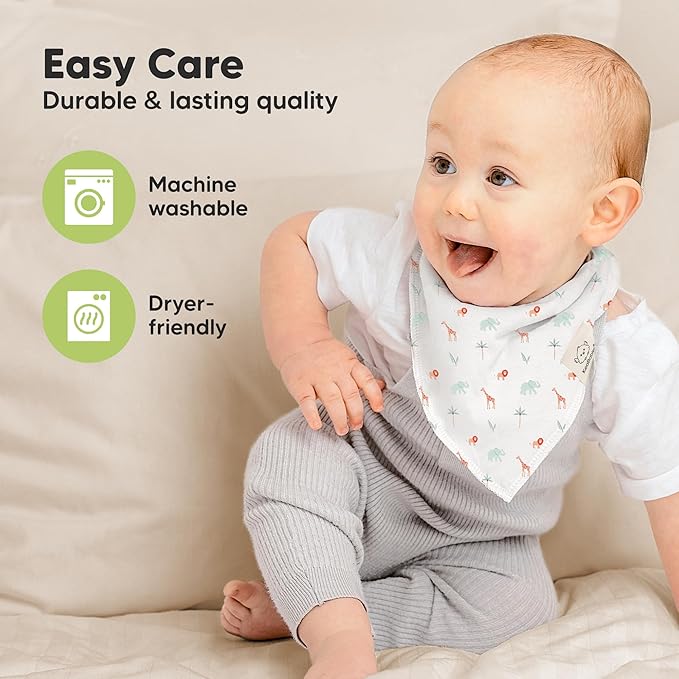 8-Pack Organic Baby Bandana Bibs for Boys, Girls - Super Absorbent Triangle Baby Bibs for Drooling and Teething Infant, 100% Cotton Extra Soft for Newborn, Infant 0-36 Months (Countryside)