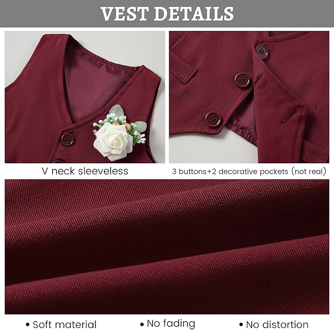 SANMIO Baby Boy Clothes Suits Infant Gentleman Outfit Collared Dress Shirt+Vest+Tie+Corsage+Pants 5Pcs Baby Suit Sets