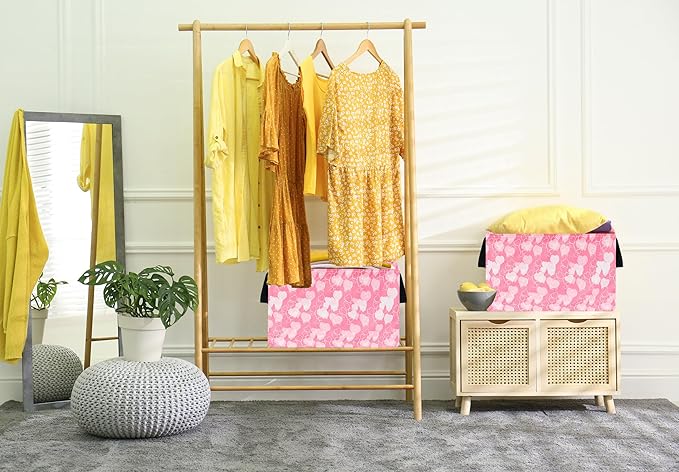 Rectangle Heart Partten Kids Gift Storage Basket Home Shelf Storage Basket Organizer Box Clothes Laundry Hamper Toys Nursery Basket Baby Laundry Basket with Handles