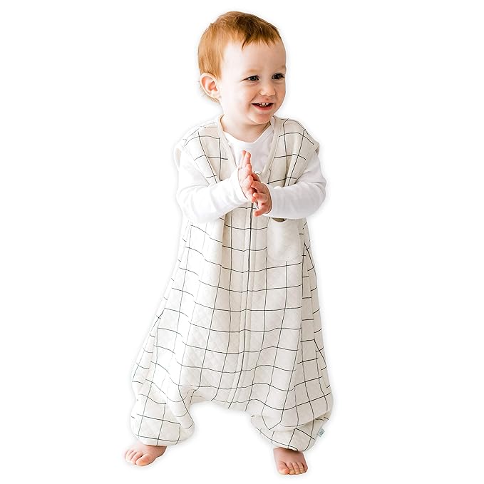 Tealbee Dreamsuit Toddler Sleep Sack with Feet – Walker Sleep Bag with Legs, Rayon made from Bamboo, Summer 0.8 TOG, 2-Way Zipper, 3T-4T - Checkered