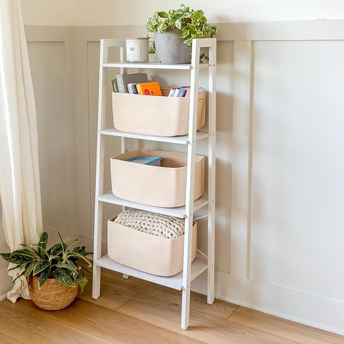 NaturalCozy Storage Baskets 16.8”x13”x7.6” Cotton Rope Woven Baskets for Organizing 3-Pack | Toy Storage Bins | Basket for Shelves, Laundry, Blanket, Clothes, Closet, Kitchen, Bathroom, Gifts