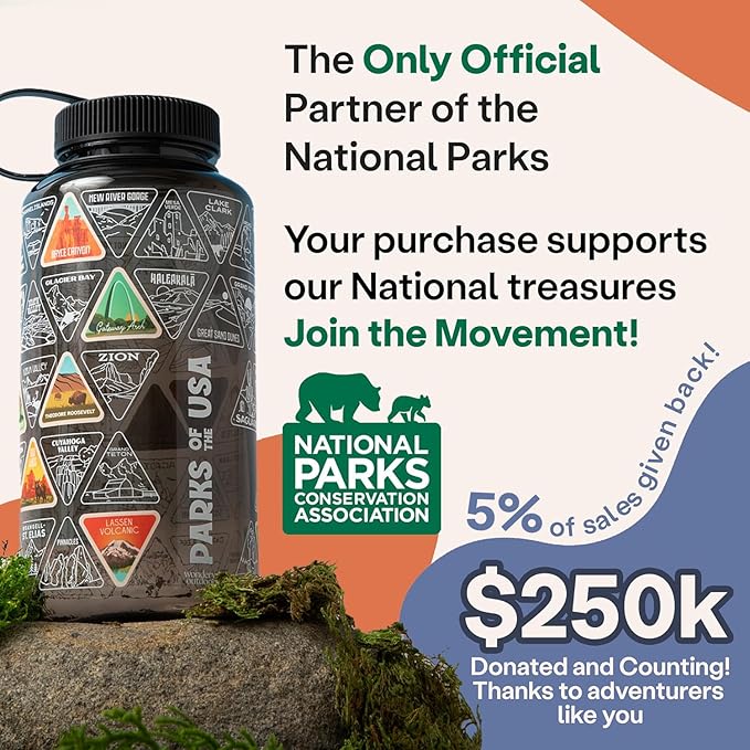 Wondery The Original Parks of the USA® Wide Mouth Adventure Bucket List Bottle (Black)