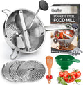 Stainless Steel Food Mills With 3 Milling Discs,Ergonomic design Of Rotary Food Mills For Tomato Sauce,Potatoes,Jams,Stainless Steel Handle and Dishwasher Safe,Includes Multifunctional Spoon